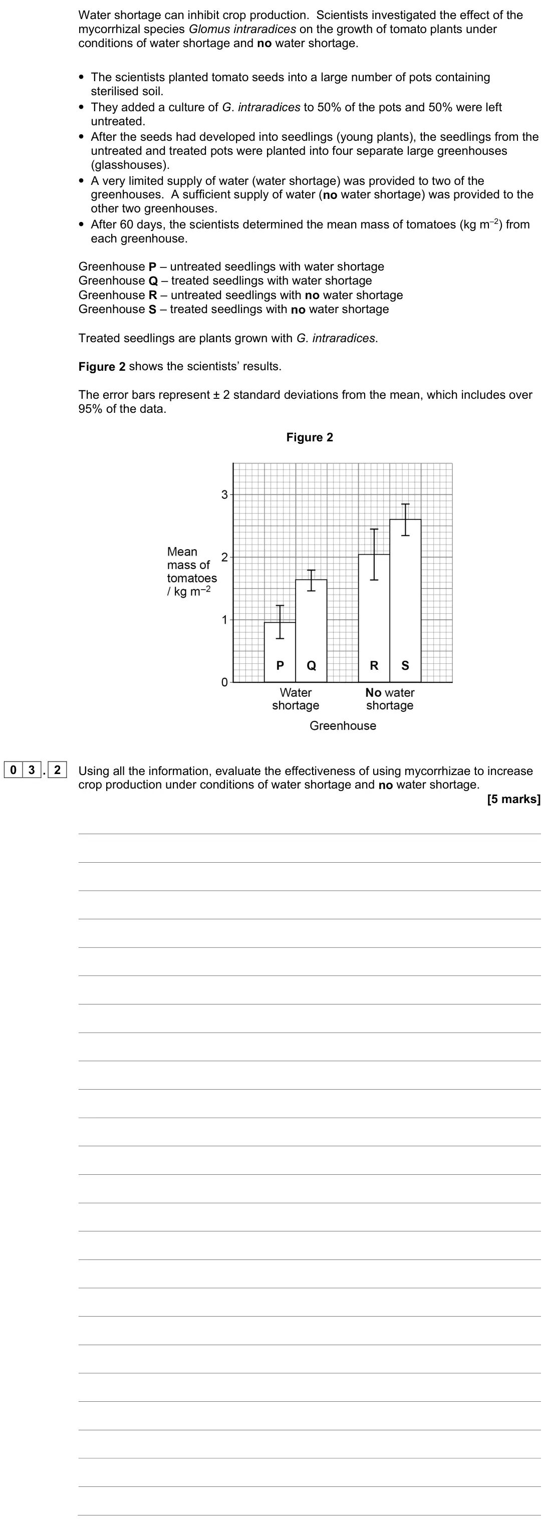 June 2023 Paper 2, question 03.2: 0 3 Figure 1 shows part of a phosphorus cycle, including the mass of phosphorus in two stores. Figure 1 One teragram (Tg) is 1 × 1012 grams. The supply of phosp