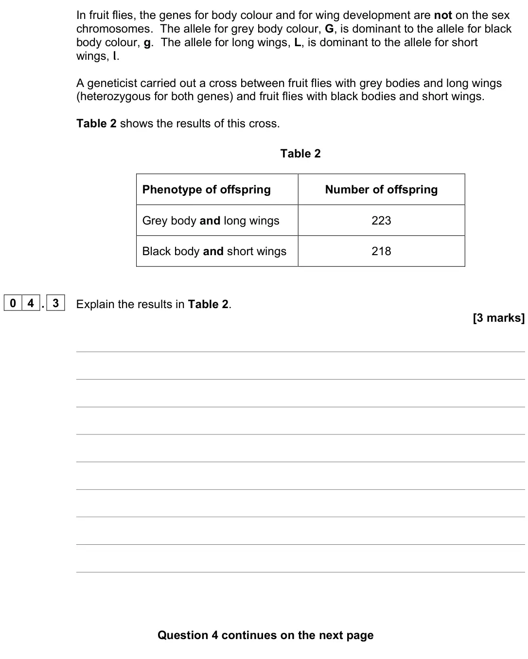 November 2021 Paper 2, question 04.3: Explain the results in Table 2. [3 marks]