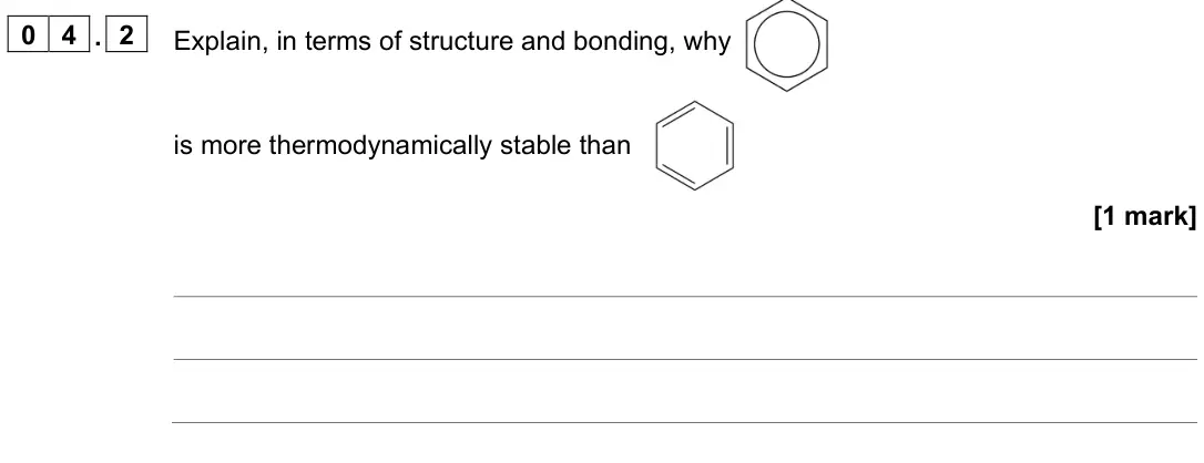 November 2021 Paper 2, question 04.2: is more thermodynamically stable than [1 mark]