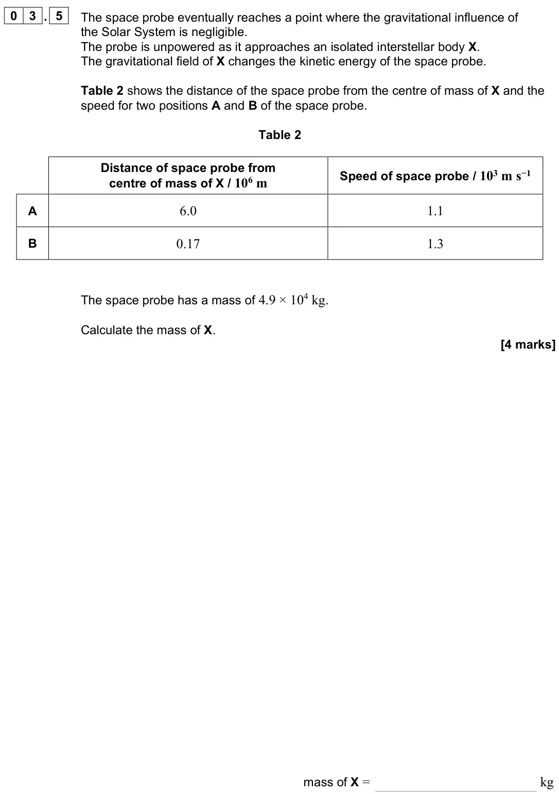 June 2023 Paper 2, question 03.5: The space probe eventually reaches a point where the gravitational influence of the Solar System is negligible. The probe is unpowered as it approaches an isola
