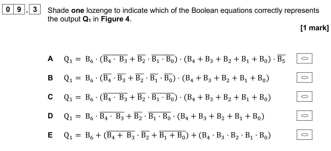 June 2025 Paper 2, question 09.3: Shade one lozenge to indicate which