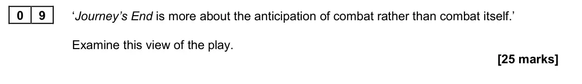 June 2024 Paper 2A, question 09: ‘Journey’s End is more about the anticipation of combat rather than combat itself.’ Examine this view of the play.