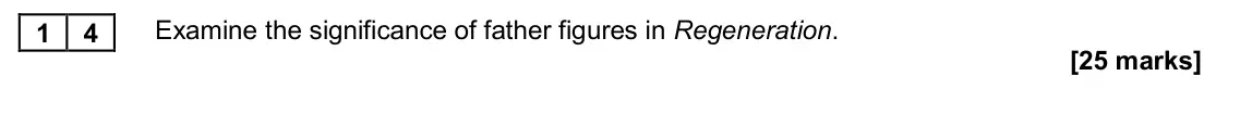 November 2020 Paper 2A, question 14: Examine the significance of father figures in Regeneration.