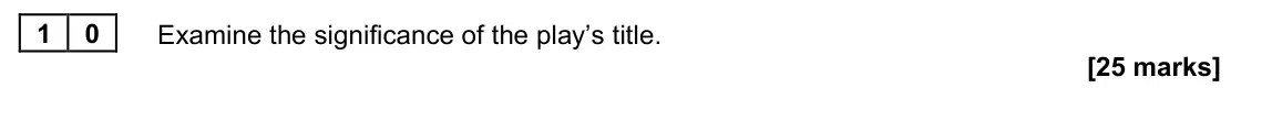 November 2021 Paper 2A, question 10: Examine the significance of the play’s title.