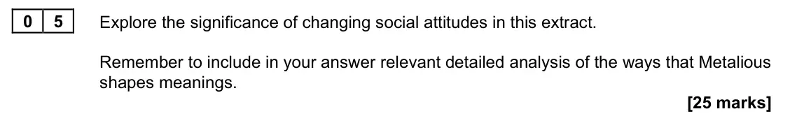 June 2022 Paper 2B, question 05: Explore the significance of changing social attitudes in this extract. Remember to include in your answer relevant detailed analysis of the ways that Metalious