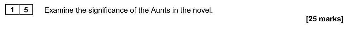 June 2024 Paper 2B, question 15: Examine the significance of the Aunts in the novel.