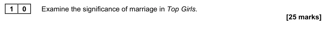 June 2025 Paper 2B, question 10: Examine the significance of marriage in Top Girls.