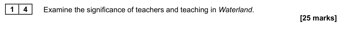 June 2025 Paper 2B, question 14: Examine the significance of teachers and teaching in Waterland.
