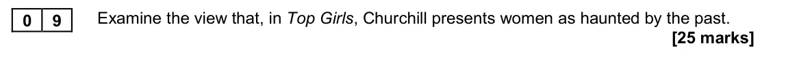 November 2020 Paper 2B, question 09: Examine the view that, in Top Girls, Churchill presents women as haunted by the past.