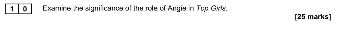 November 2020 Paper 2B, question 10: Examine the significance of the role of Angie in Top Girls.