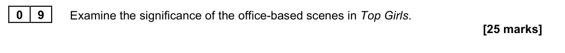 November 2021 Paper 2B, question 09: Examine the significance of the office-based scenes in Top Girls.