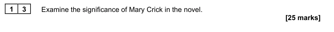 November 2021 Paper 2B, question 13: Examine the significance of Mary Crick in the novel.