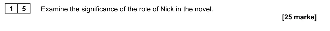 November 2021 Paper 2B, question 15: Examine the significance of the role of Nick in the novel.
