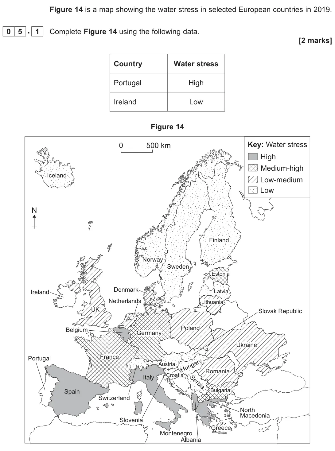 June 2025 Paper 2, question 05.1: Complete Figure 14 using the following data. [2 marks]