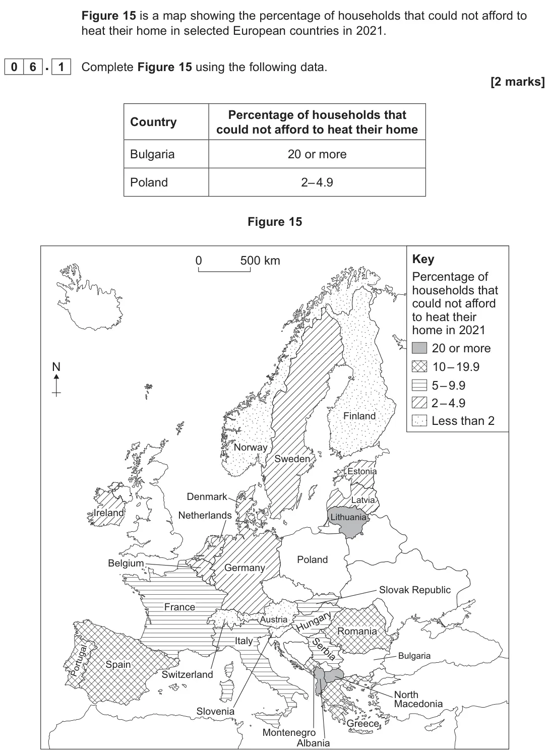 June 2025 Paper 2, question 06.1: Complete Figure 15 using the following data. [2 marks]