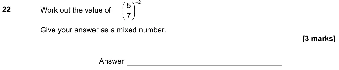 November 2021 Paper 1H, question 22: Work out the value of 2 7 5 − Give your answer as a mixed number. Answer