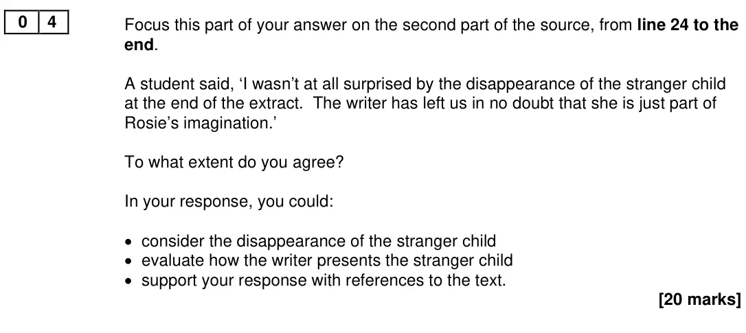 November 2020 Paper 1, question 04: Focus this part of your answer on the second part of the source, from line 24 to the end. A student said, ‘I wasn’t at all surprised by the disappearance of the