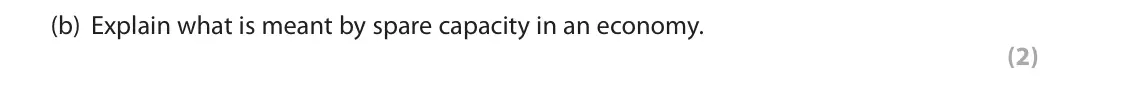 June 2019 AS Paper 2, question 2(b): Explain what is meant by spare capacity in an economy. (2)