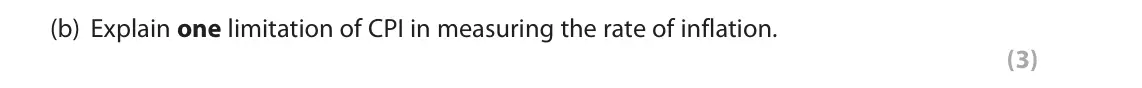 June 2022 AS Paper 2, question 5(b): Explain one limitation of CPI in measuring the rate of inflation. (3) 5 Annual rate of UK inflation, as measured by the Consumer Prices Index (CPI), January 201