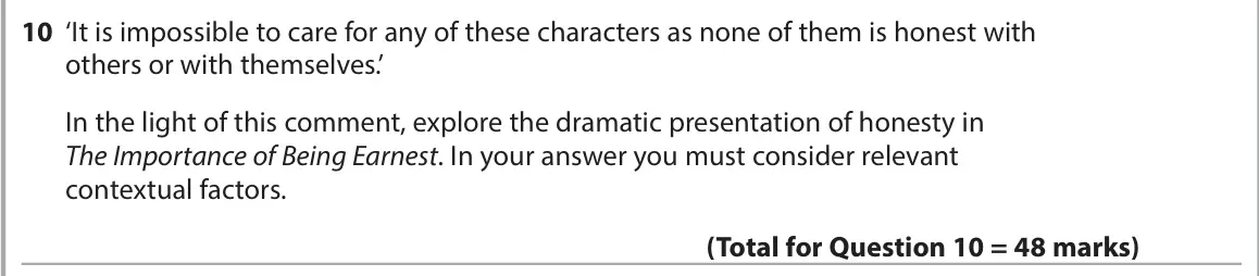 June 2023 AS Paper 1, question 10: ‘It is impossible to care for any of these characters as none of them is honest with others or with themselves.’ In the light of this comment, explore the drama