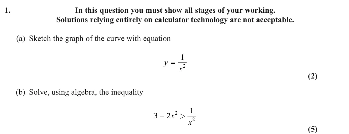 June 2024 AS Further Pure 1, question 1: In this question you must show all stages of your working. Solutions relying entirely on calculator technology are not acceptable. (a) Sketch the graph of the c