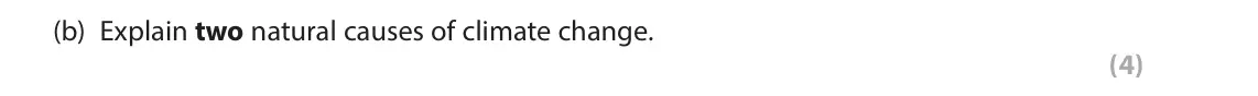 June 2023 AS Paper 1, question 2(b): Explain two natural causes of climate change. (4) SECTION B The following resources relate to Question 2. N A Penllyn station B Summit station 0 1 km Figure 2a 
