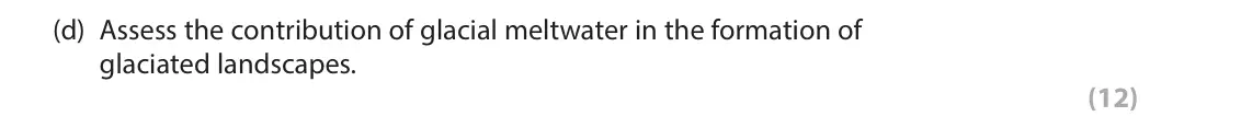 June 2023 AS Paper 1, question 2(d): Assess the contribution of glacial meltwater in the formation of glaciated landscapes. (12) SECTION B The following resources relate to Question 2. N A Penllyn