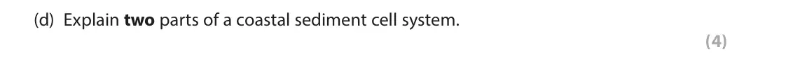 June 2024 AS Paper 1, question 5(d): Explain two parts of a coastal sediment cell system. (4) SECTION C The following resources relate to Questions 5 and 6. Figure 5b Two images showing the coast a