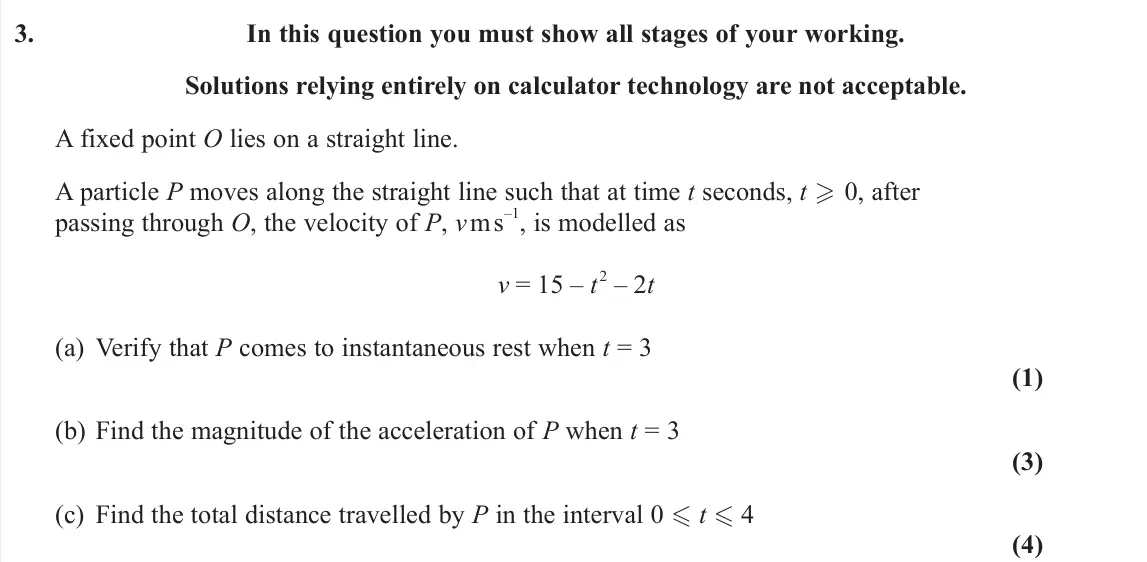 June 2023 AS Mechanics, question 3: In this question you must show all stages of your working. Solutions relying entirely on calculator technology are not acceptable. A fixed point O lies on a str