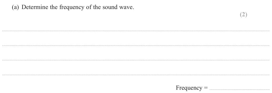 November 2021 AS Paper 2, question 9(a): Determine the frequency of the sound wave. (2) Frequency =