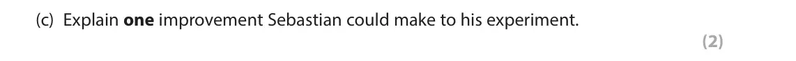 June 2024 AS Paper 1, question 6(c): Explain one improvement Sebastian could make to his experiment. (2) 6 Sebastian conducted an experiment to see whether information being organised in a meaningf