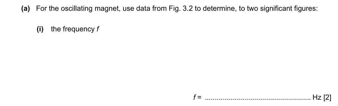 Specimen Paper 4, question 3(a)(i): the frequency f f = Hz [2]