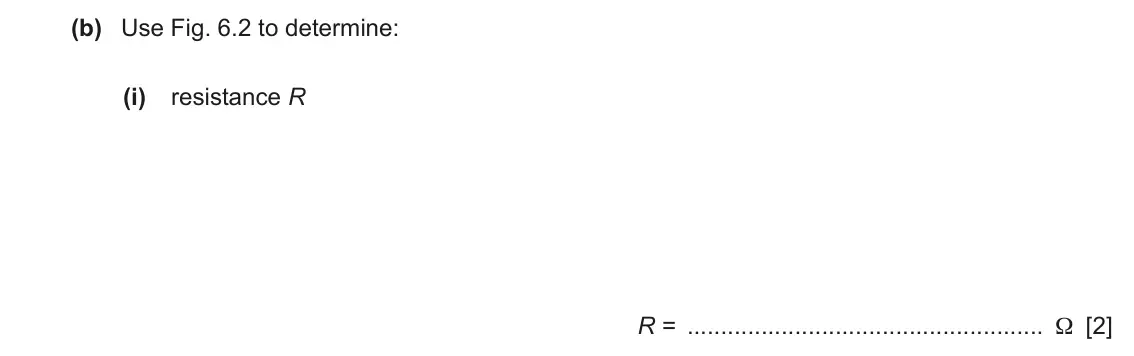 June 2024 Paper 4, question 6(b)(i): resistance R R = Ω [2]