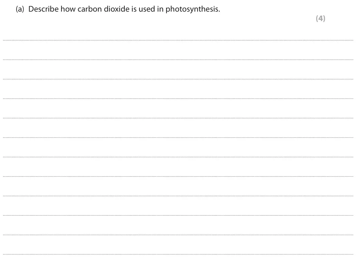 June 2024 Paper 1, question 2(a): Describe how carbon dioxide is used in photosynthesis. (4)