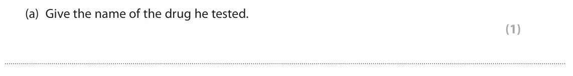 June 2024 Paper 1, question 3(a): Give the name of the drug he tested. (1)
