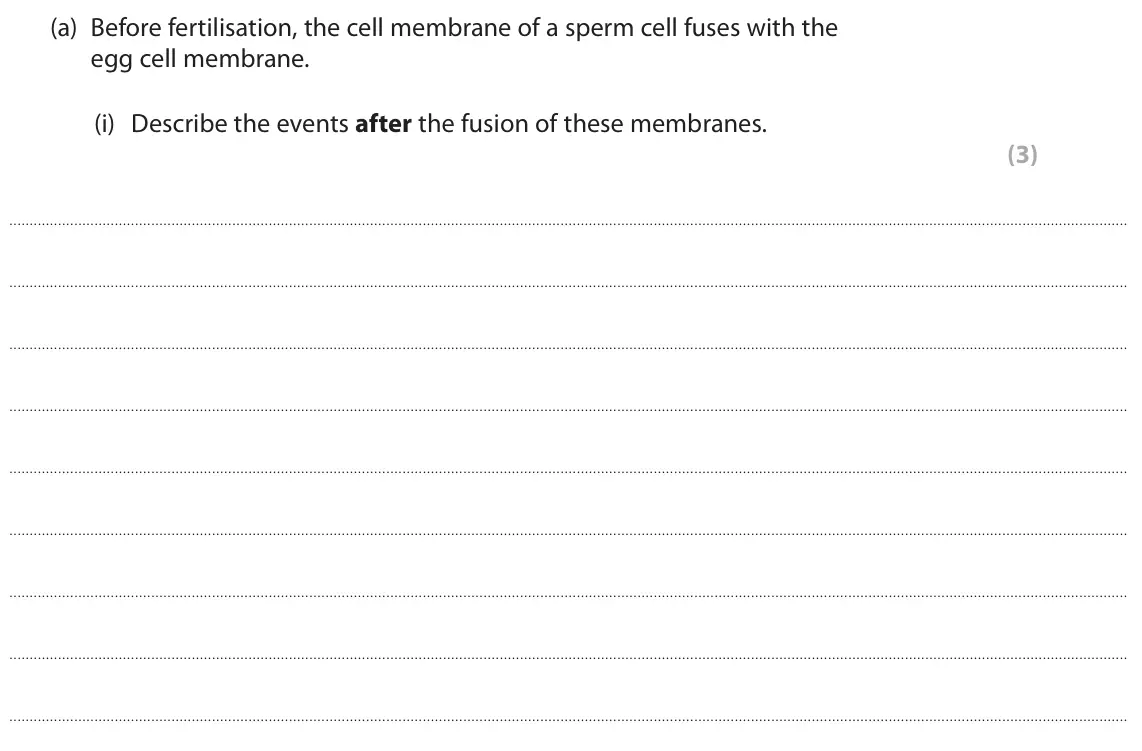 June 2025 Paper 1, question 7(a)(i): Describe the events after the fusion of these membranes. (3)