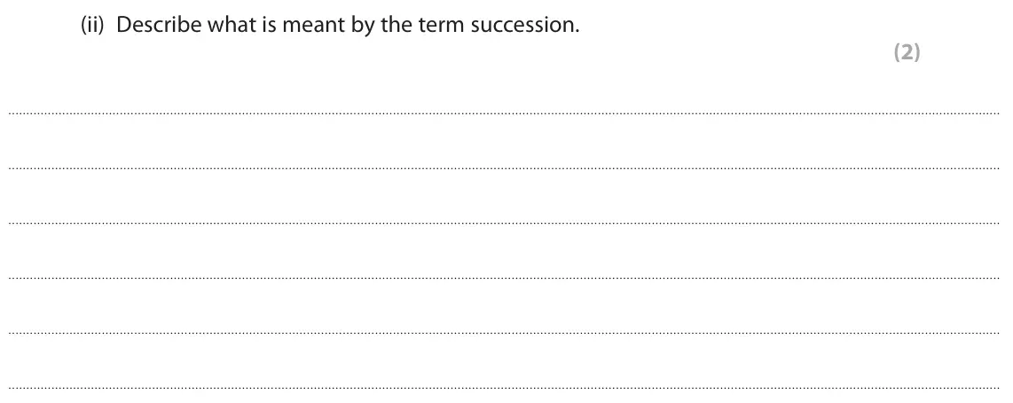 June 2022 Paper 3, question 3(b)(ii): Describe what is meant by the term succession. (2)