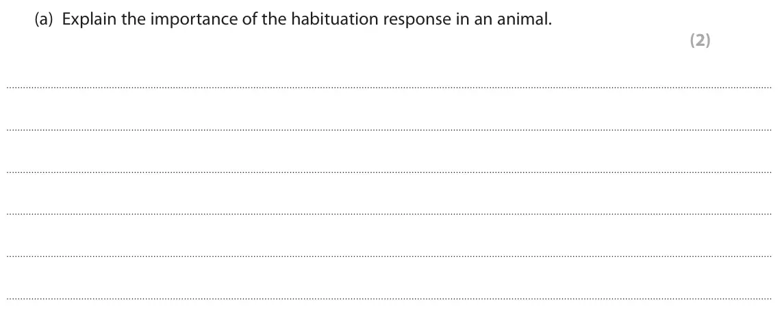 June 2022 Paper 3, question 5(a): Explain the importance of the habituation response in an animal. (2)