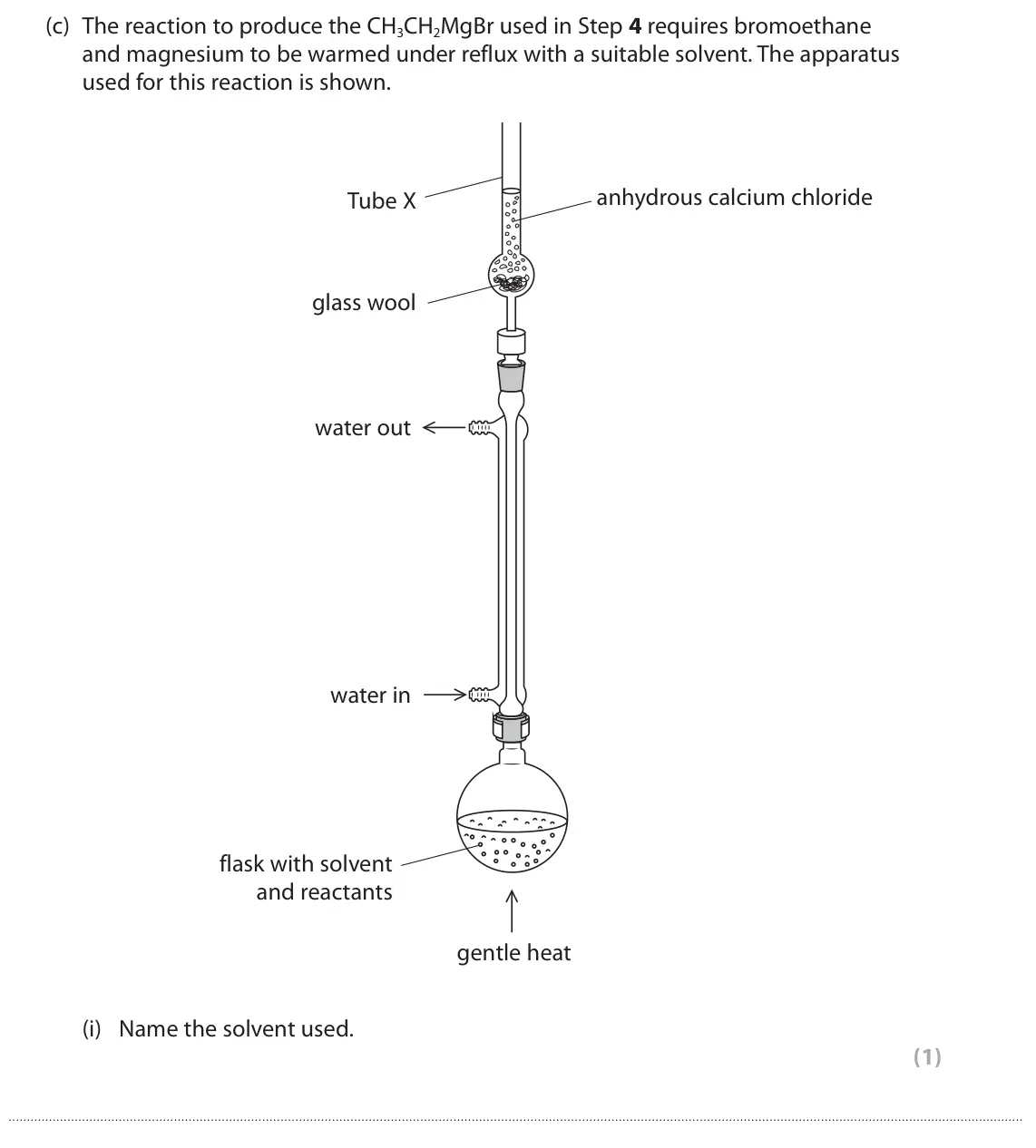 June 2024 Paper 3, question 7(c)(i): Name the solvent used. (1)