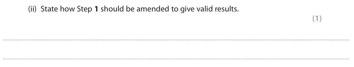 June 2024 Paper 3, question 8(a)(ii): State how Step 1 should be amended to give valid results. (1)