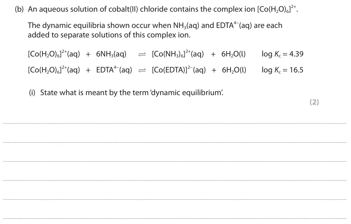 June 2025 Paper 3, question 5(b)(i): State what is meant by the term ‘dynamic equilibrium’. (2)