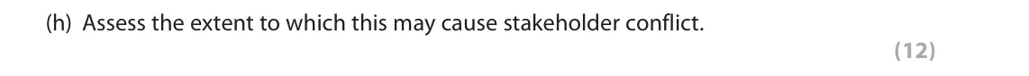 June 2019 Paper 1, question 1(h): Assess the extent to which this may cause stakeholder conflict. (12) Read the following extracts (A to C) before answering Question 1. Write your answers in the