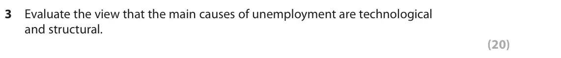 June 2024 Paper 2, question 3: Evaluate the view that the main causes of unemployment are technological and structural. (20) Read the following extracts (H and I) before answering Question 3.