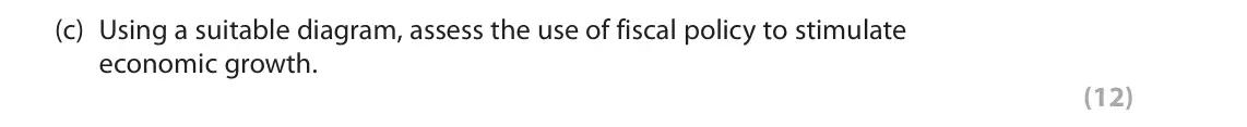 June 2022 Paper 3, question 1(c): Using a suitable diagram, assess the use of fiscal policy to stimulate economic growth. (12) Read the following extracts (A to E) before answering Question 1. W
