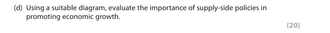 June 2024 Paper 3, question 1(d): Using a suitable diagram, evaluate the importance of supply‑side policies in promoting economic growth. (20) Read the following extracts (A to D) before answeri
