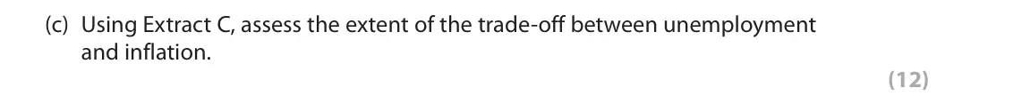October 2020 Paper 3, question 1(c): Using Extract C, assess the extent of the trade-off between unemployment and inflation. (12) Read the following extracts (A to E) before answering Question 1. W