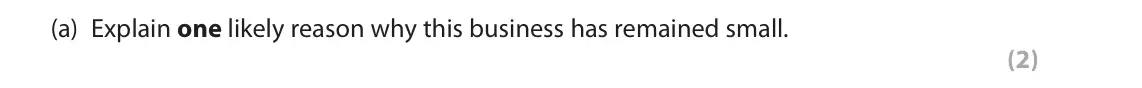 October 2020 Paper 1, question 5(a): Explain one likely reason why this business has remained small. (2) 5 ‘Bettys’ is a luxury café, first opened in Harrogate in 1919 specialising in afternoon tea