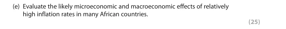June 2019 Paper 3, question 2(e): Evaluate the likely microeconomic and macroeconomic effects of relatively high inflation rates in many African countries. (25) Read Figures 2, 3 and the followi