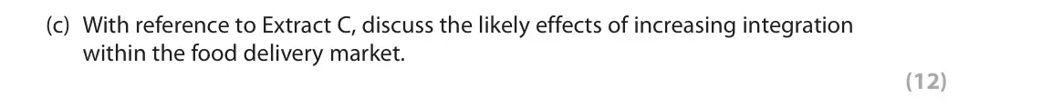 June 2022 Paper 3, question 1(c): With reference to Extract C, discuss the likely effects of increasing integration within the food delivery market. (12) Read Figure 1 and the following extracts