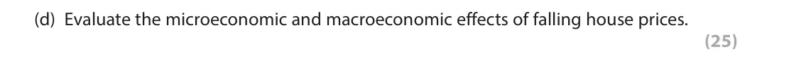 June 2023 Paper 3, question 2(d): Evaluate the microeconomic and macroeconomic effects of falling house prices. (25) Read Figures 3 and 4 and the extracts (C to E) before answering Question 2. A